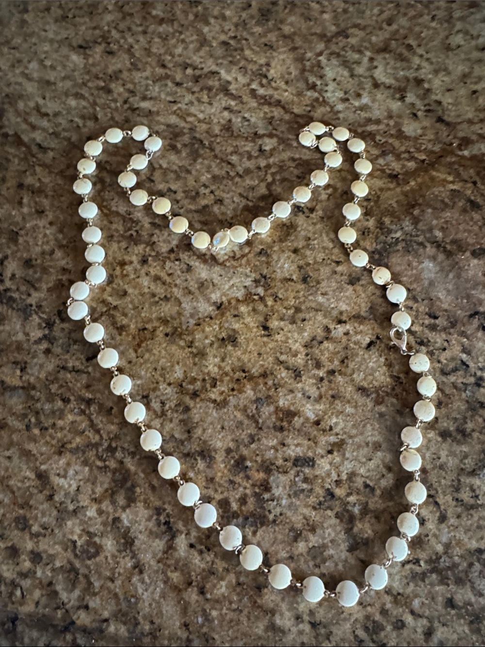 Classic  light sand colored Bead Station Necklace - Unbranded